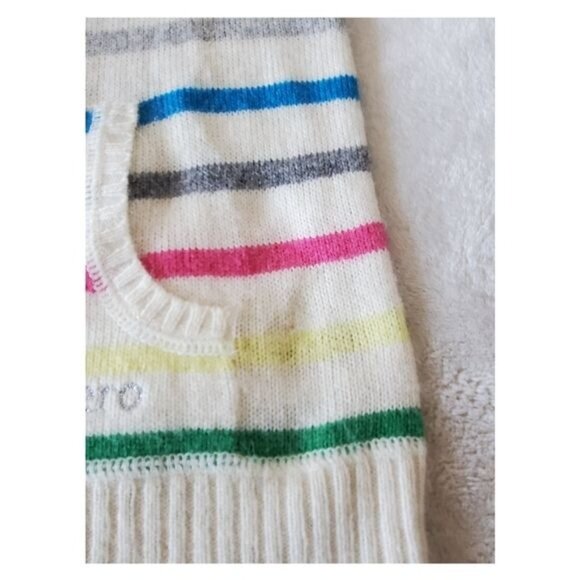 VTG Aeropostale Medium Y2K Sweater Angora rabbit hair bl colorful Rainbow - Picture 7 of 11